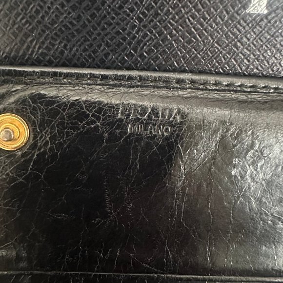 Authentic Prada Vitello Calf Skin Leather Continental Bow Wallet - Picture 7 of 15